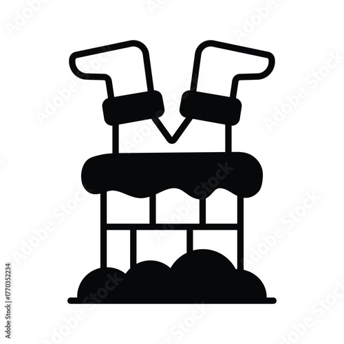 Get your hands on this glyph icon showing santa stuck in chimney