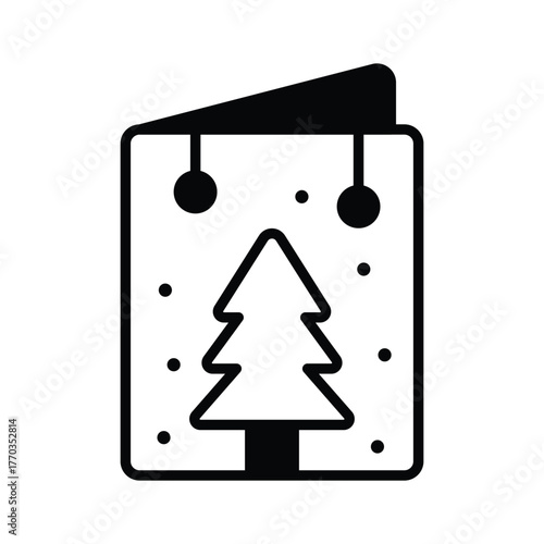 Here is a glyph style handy icon of christmas card