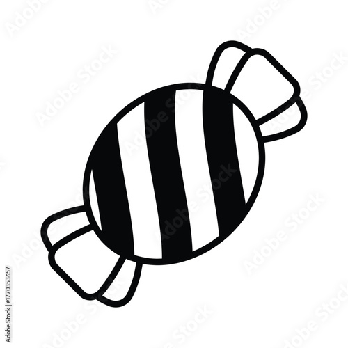 Brightly wrapped candy glyph icon, a sweet treat for the holiday season