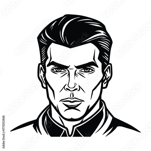 Sharp defined jawline silhouette