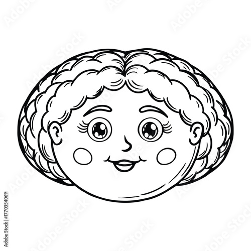 Silhouette of Soft face shape isolated on a white background