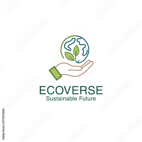 Sustainable Future Logo: A captivating logo embodying eco-conscious principles, featuring a globe cradled within a nurturing hand, with delicate leaves and clean design symbolizing growth.