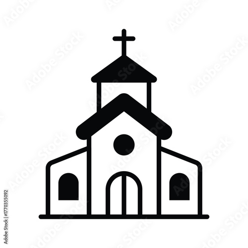 A christianity house vector glyph style, church icon trendy design