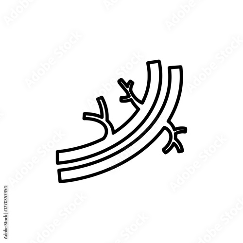 Medical line icon of a human blood vessel showing artery circulation flow