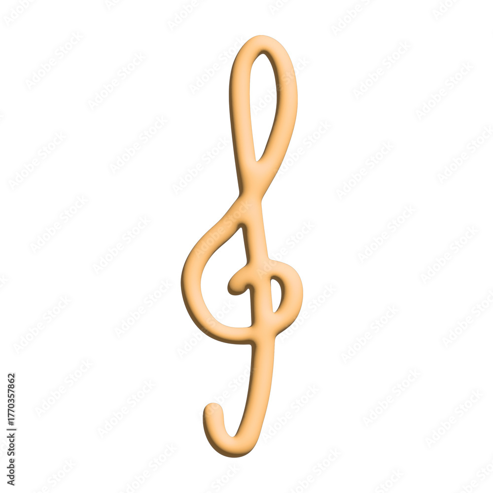 Obraz premium 3d treble clef. Hand drawn musical symbol. Single element for print, web, design, decor, logo