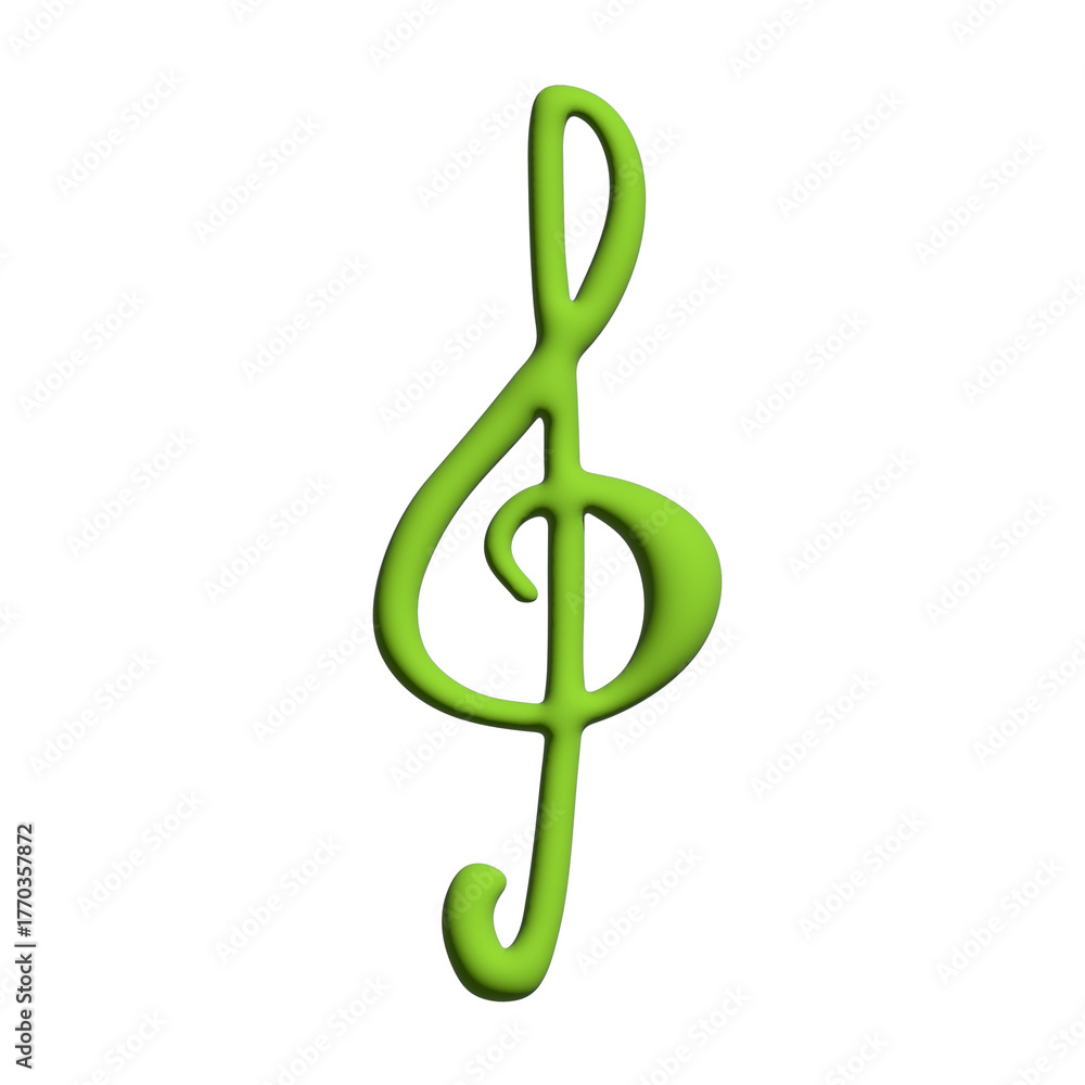 Fototapeta premium 3d treble clef. Hand drawn musical symbol. Single element for print, web, design, decor, logo