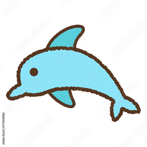 手書き風のシンプルアイコンイラスト　イルカ