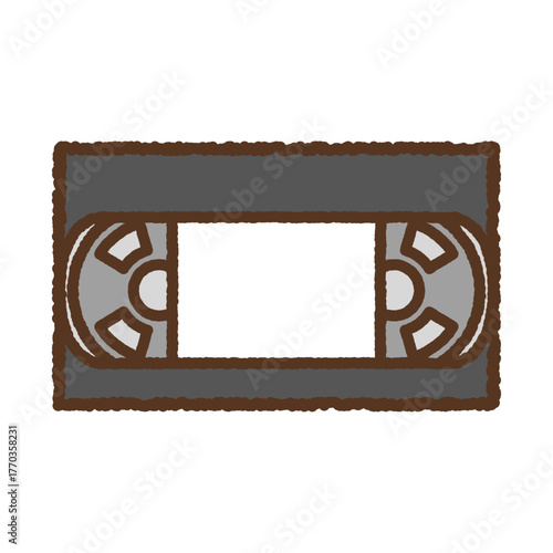 手書き風のシンプルアイコンイラスト　ビデオテープ