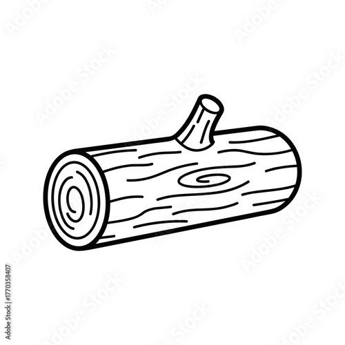 Simple wooden log outline vector icon Vector Illustration