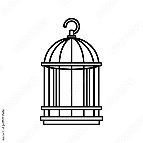 Simple birdcage line art icon vector graphic illustration 