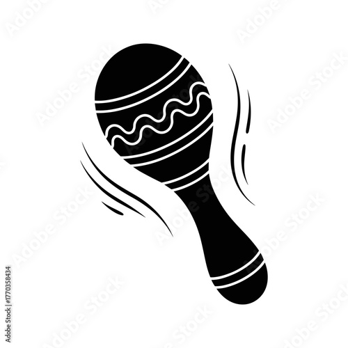 Black maraca music instrument silhouette vector icon design Vector Illustration