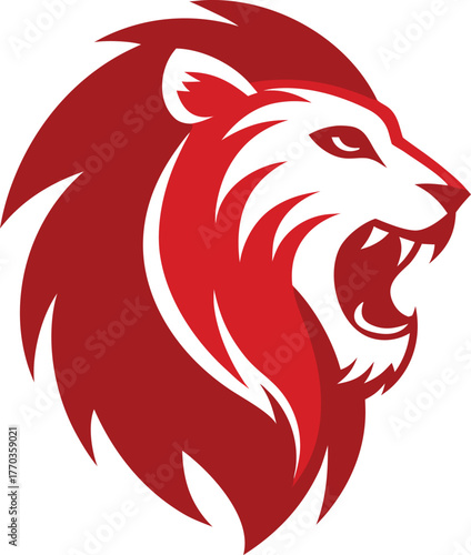Majestic roaring lion head emblem with bold mane