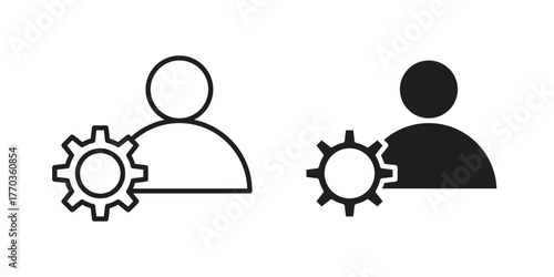 Admin icon illustrations collection. editable stroke outline and flat style