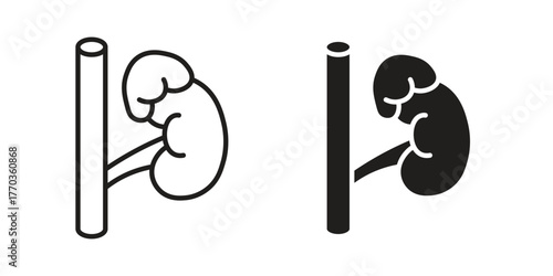 Adrenal gland icon illustrations collection. editable stroke outline and flat style