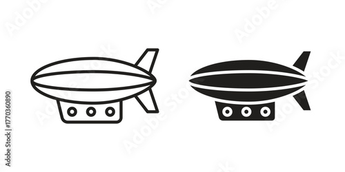 Airship icon illustrations collection. editable stroke outline and flat style