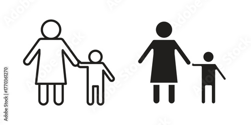 Baby sitter icon illustrations collection. editable stroke outline and flat style