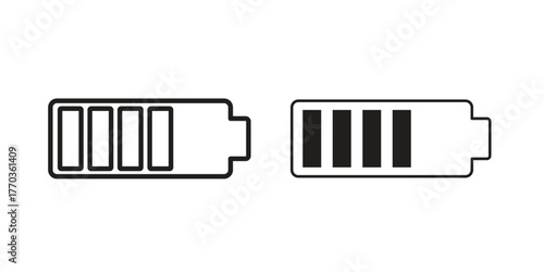 Battery icon illustrations collection. editable stroke outline and flat style