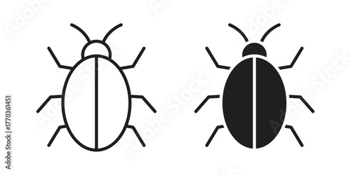 Bedbug icon illustrations collection. editable stroke outline and flat style