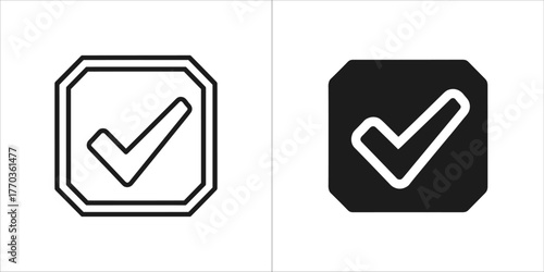 Two checkmark icons, one outline and one filled
