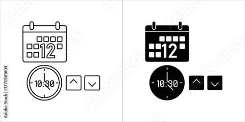 Calendar and clock icons representing time and scheduling