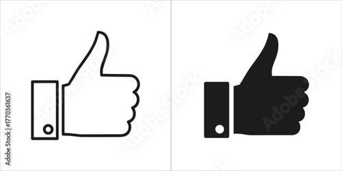 Two thumbs up icons, one outlined and one solid black