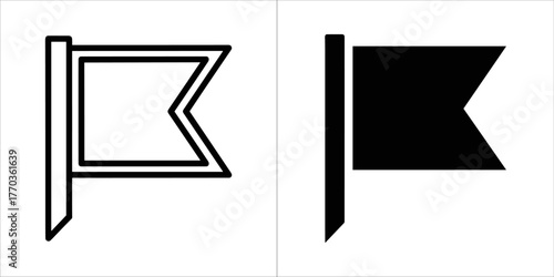 Two flag icons, one outlined and one solid black