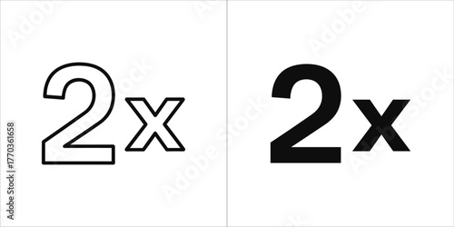 Two times multiplication symbol, outline and filled version