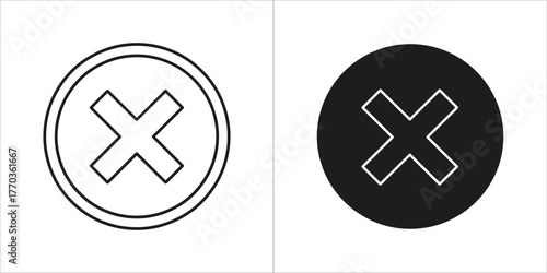 Cross mark symbol, outline and filled version