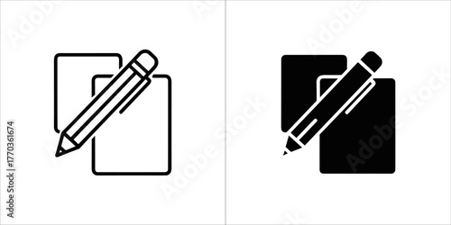 Writing document icon, outline and filled version