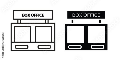 Box office icon illustrations collection. editable stroke outline and flat style