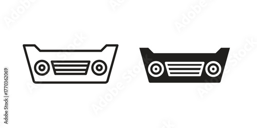 Car bumper icon illustrations collection. editable stroke outline and flat style