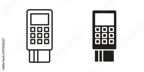 Card machine icon illustrations collection. editable stroke outline and flat style