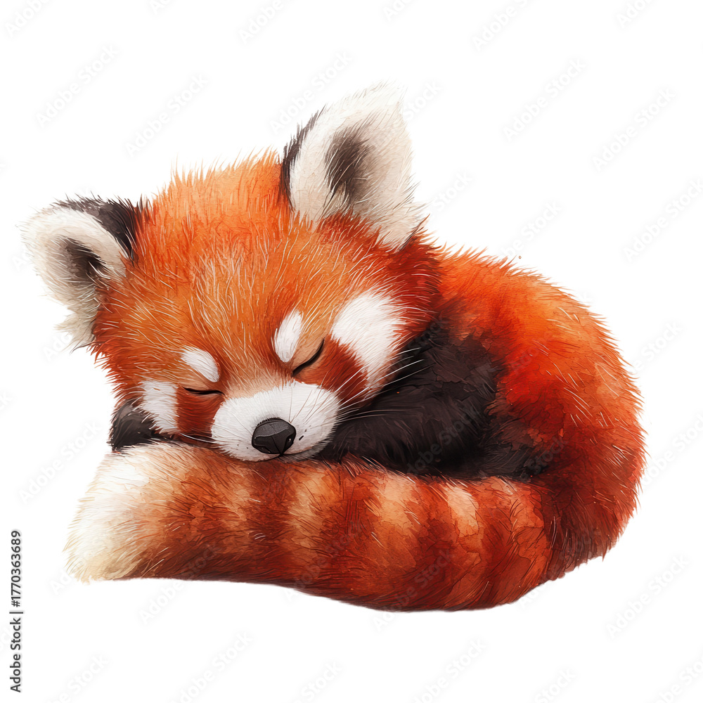 Obraz premium Sleeping red panda art on transparent background