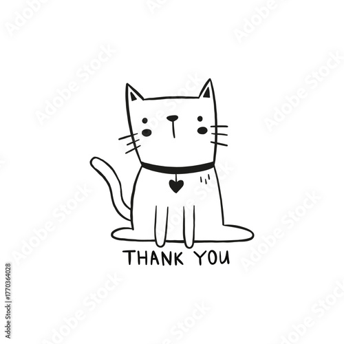 vector image of a cute sitting doodle cat