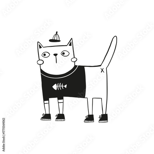 vector image of a teenager cat