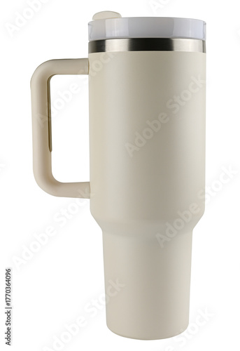 Wallpaper Mural Large beige thermo cup isolated on a transparent background. Completely in focus. PNG. Torontodigital.ca