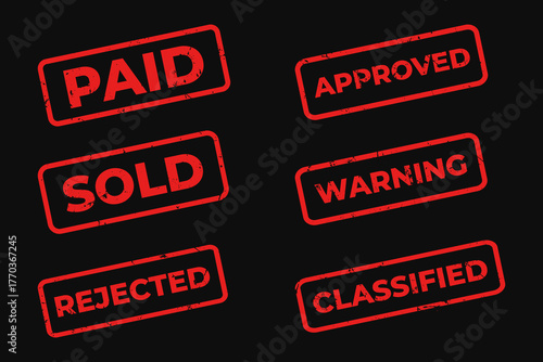 Red Grunge Stamp Textured With Word.