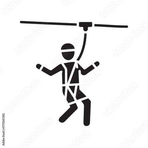zipline rush color flat icon for digital and print projects.