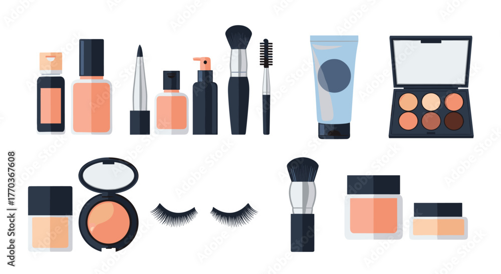 Fototapeta premium Elevate your beauty with this curated collection of stunning makeup essentials for a flawless look, perfect for any occasion