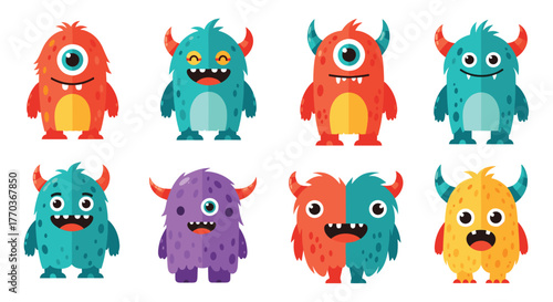 Delightful cartoon monsters bring playful fun for kids' designs and creative projects with colorful whimsical characters and charming expressions