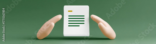 Abstract hands forming protective shield shape around document symbolizing security and care in digital information