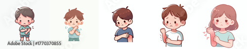 vector of a children gesture scratching an itchy allergy