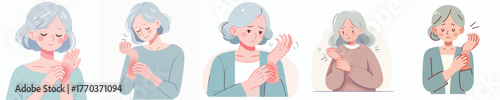 vector of a grandmother gesture scratching an itchy allergy