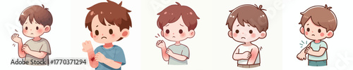 vector of a children gesture scratching an itchy allergy