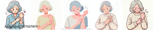 vector of a grandmother gesture scratching an itchy allergy