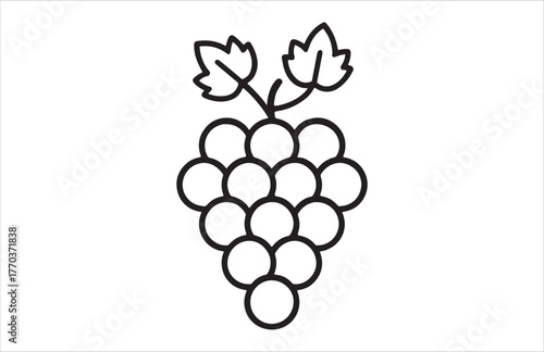 Vector illustration of a fresh, ripe bunch of grapes with a leaf, ideal for food and wine designs