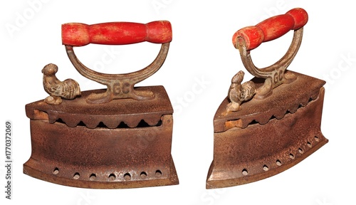 old iron isolated on white background