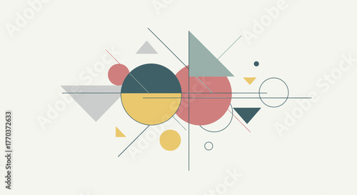 Geometric shapes with lines in a modern minimalist style abstract background