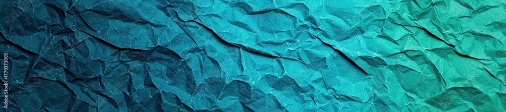 Naklejka premium Textured crumpled paper with a gradient of blue and green tones abstract background