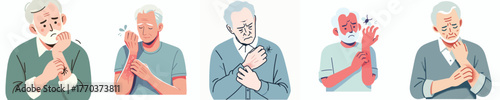 vector of a grandfather gesture scratching an itchy allergy